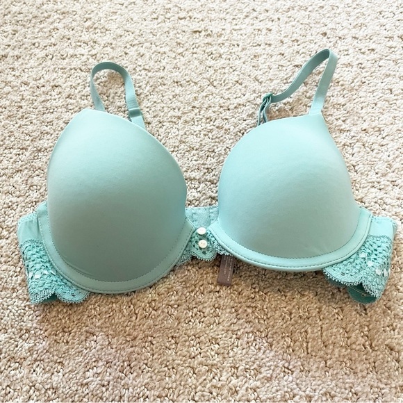 Aerie Bra 32B T-Shirt Bra Everyday Lace Trim Tan Black Green Push Up Lot 3x - Picture 10 of 15